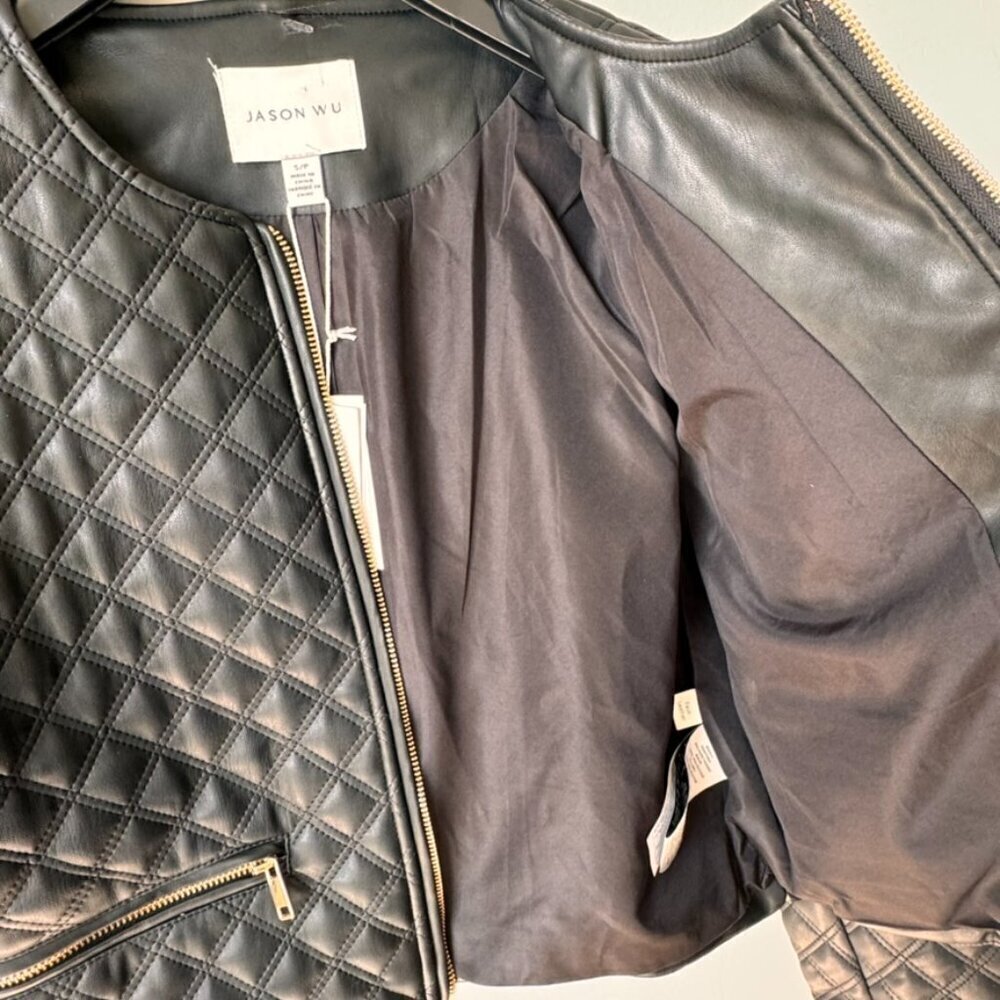 NWT Jason Wu Quilted Faux Leather Zip Front Jacket - Picture 7 of 12